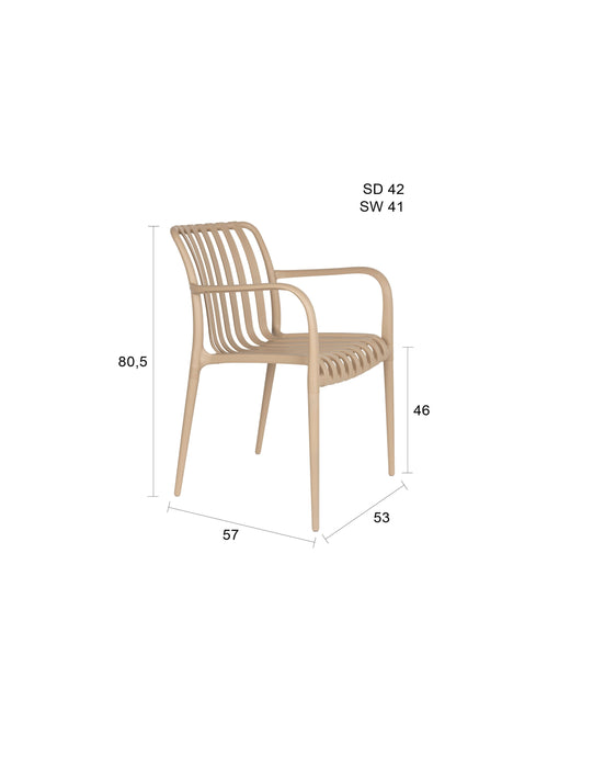 Tuinstoel Amae Polypropyleen Beige 57x53 cm