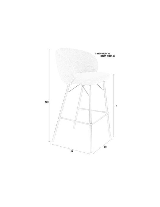 Barkruk Joa Barstool Polyester, Metaal Wit 75cm, sfeerbeeld 12