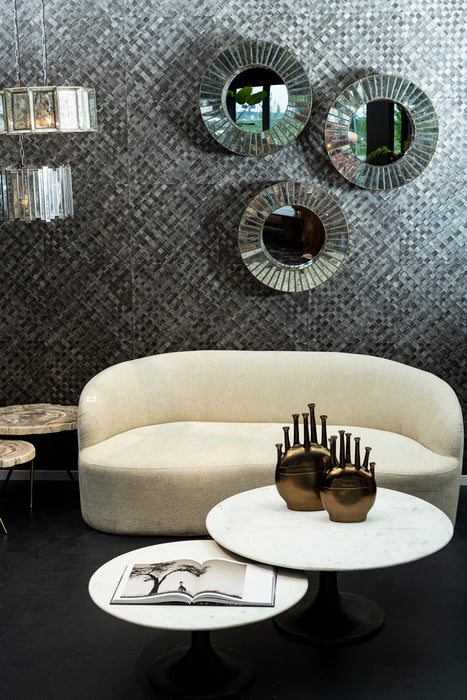 Grote beige polyester vloerlamp Bohne van PTMD, 102x225 cm, in een stijlvol modern interieur.