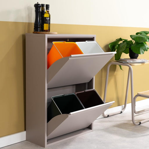 Afvalemmers GIGI 4 Staal Silky Taupe 60x25x92cm Spinder Design-Opbergdozen en manden-Spinder