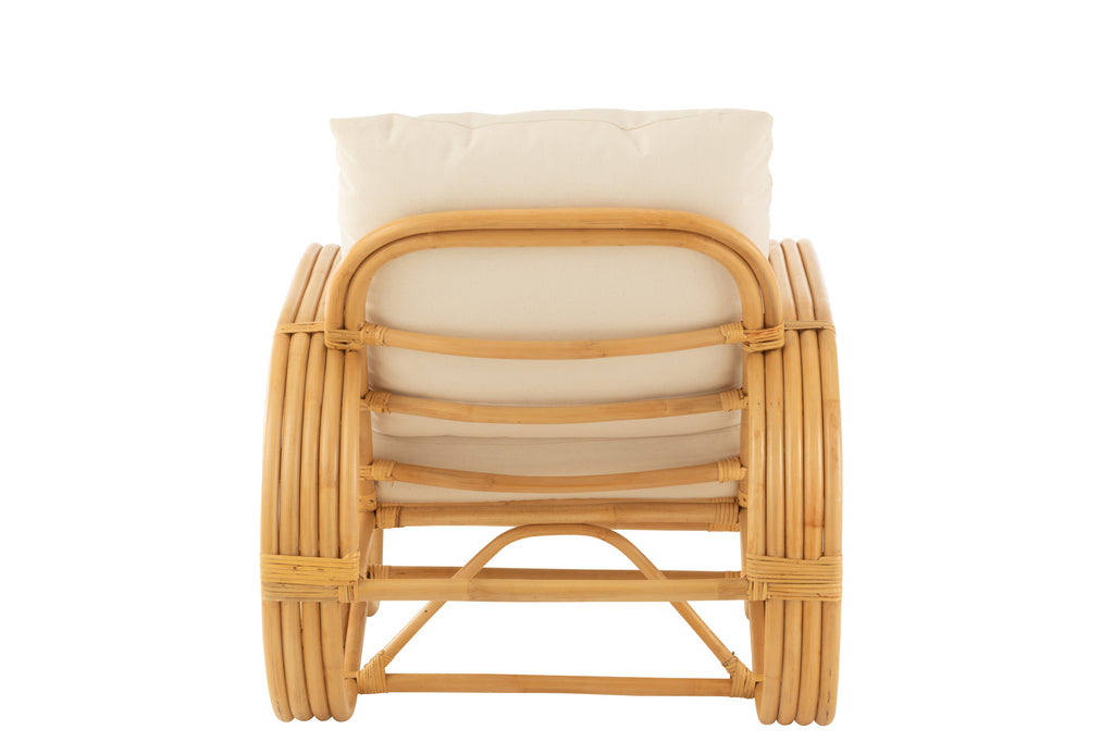 Arm Chair+Cushion Rattan/Textile Natural/White-Fauteuils-J-Line