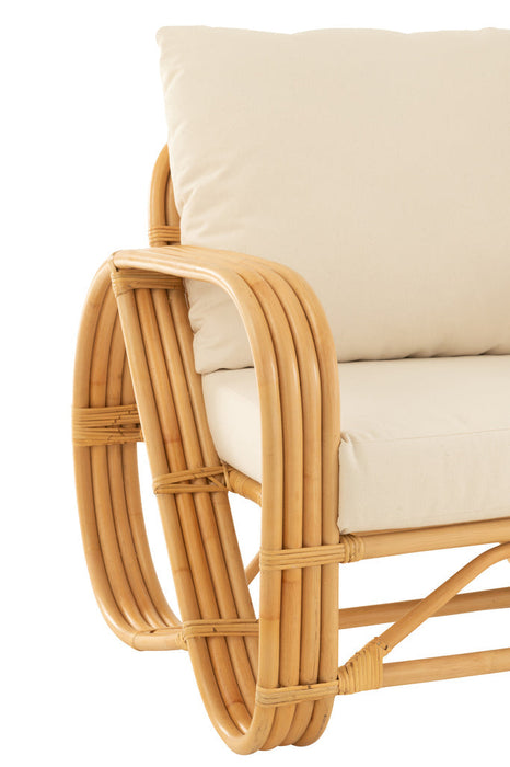 Arm Chair+Cushion Rattan/Textile Natural/White-Fauteuils-J-Line