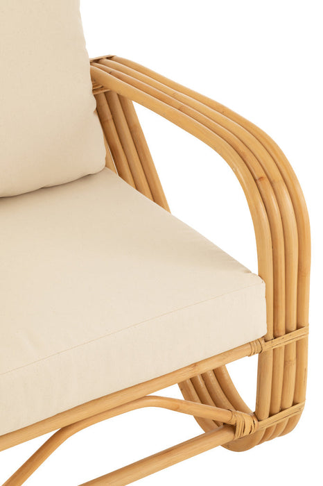 Arm Chair+Cushion Rattan/Textile Natural/White-Fauteuils-J-Line