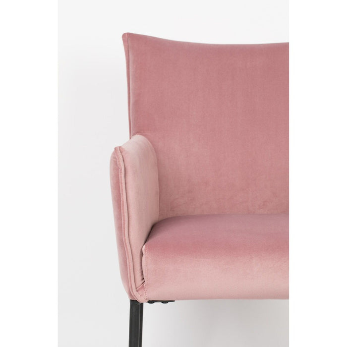 Armstoel Dion Velvet Pink-Eetkamerstoelen-Creating Home