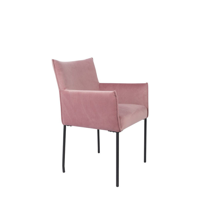 Armstoel Dion Velvet Pink-Eetkamerstoelen-Creating Home