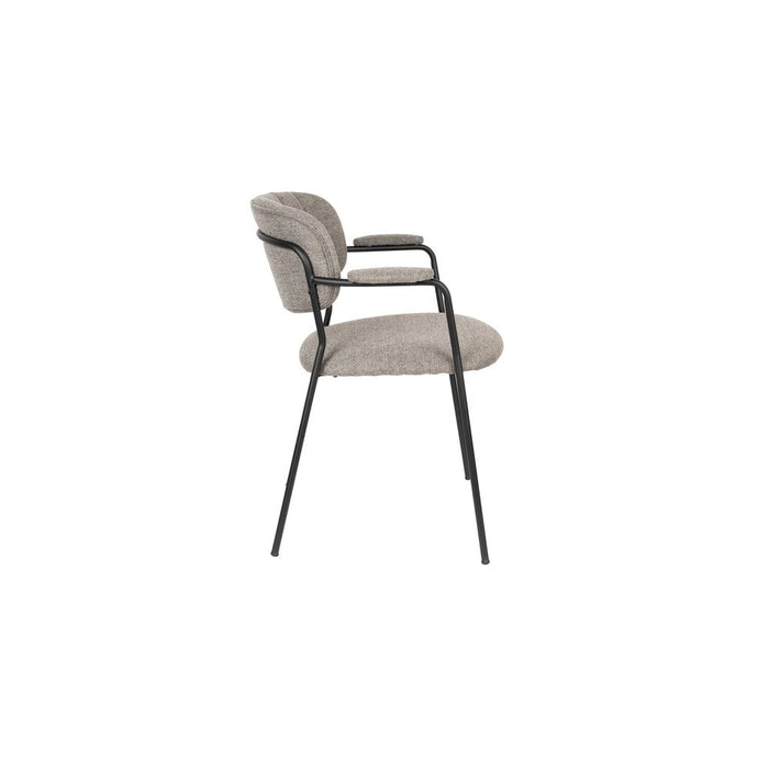 Armstoel Jolien Black/Grey Fr-Eetkamerstoelen-Creating Home