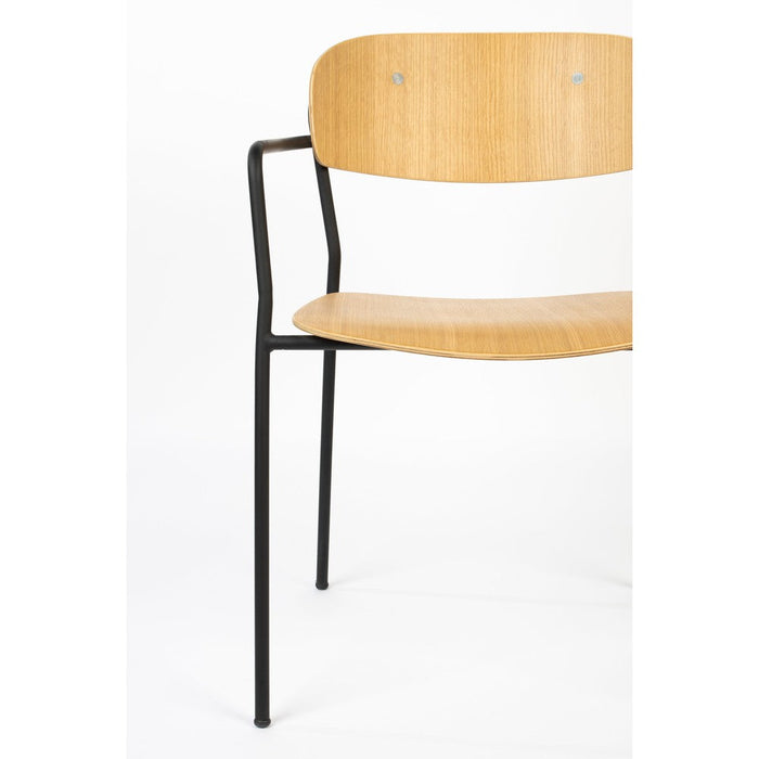 Armstoel Jolien Black/Wood-Eetkamerstoelen-Creating Home