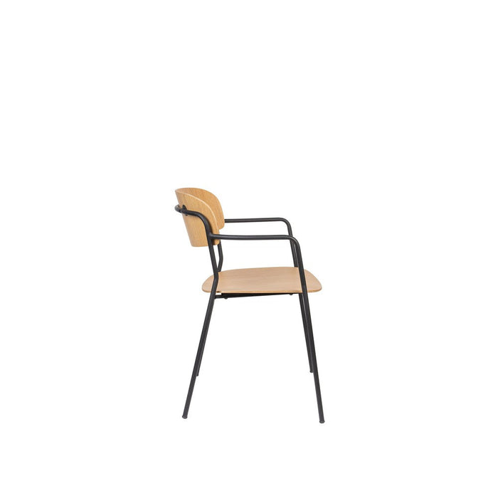 Armstoel Jolien Black/Wood-Eetkamerstoelen-Creating Home