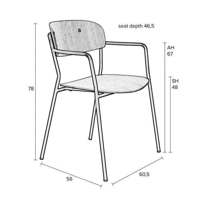 Armstoel Jolien Black/Wood-Eetkamerstoelen-Creating Home