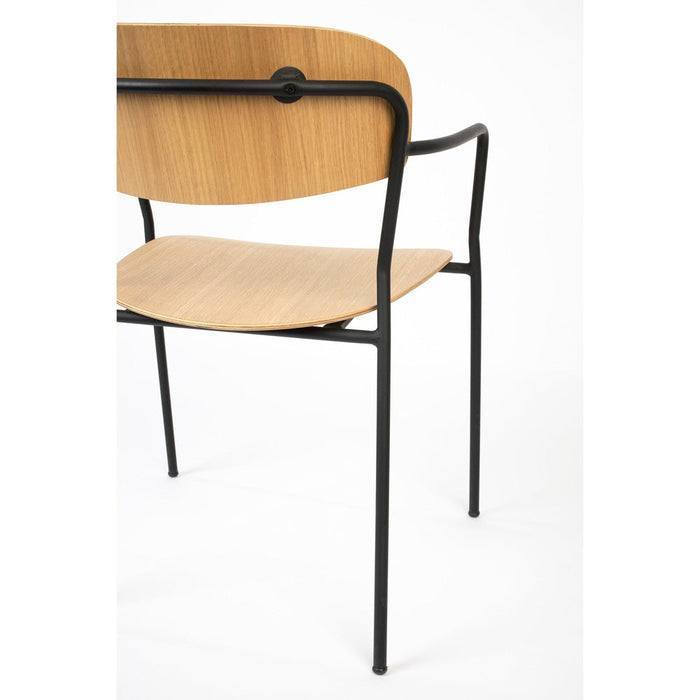 Armstoel Jolien Black/Wood-Eetkamerstoelen-Creating Home