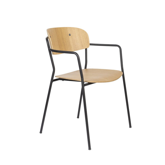 Armstoel Jolien Black/Wood-Eetkamerstoelen-Creating Home