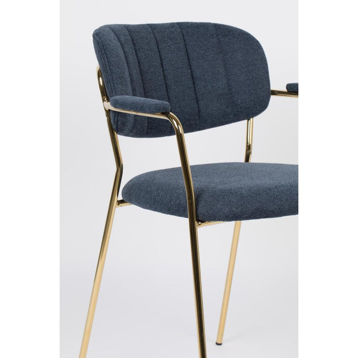 Armstoel Jolien Gold/Dark Blue-Eetkamerstoelen-Creating Home