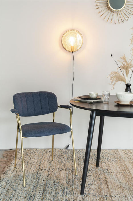 Armstoel Jolien Gold/Dark blue-Eetkamerstoelen-Creating Home