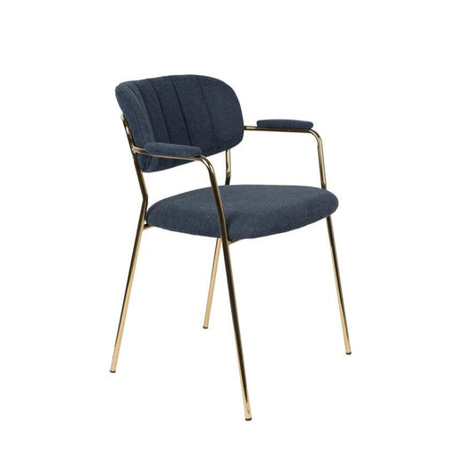 Armstoel Jolien Gold/Dark blue-Eetkamerstoelen-Creating Home