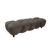 PTMD Nubibus 3-zitsbank in taupekleurig polyester met een uniek, organisch gevormd gewatteerd design.