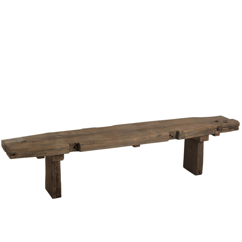 Bankje Brut Gerecycled Hout Bruin 190x38x46 cm-3-Zitsbanken-J-Line