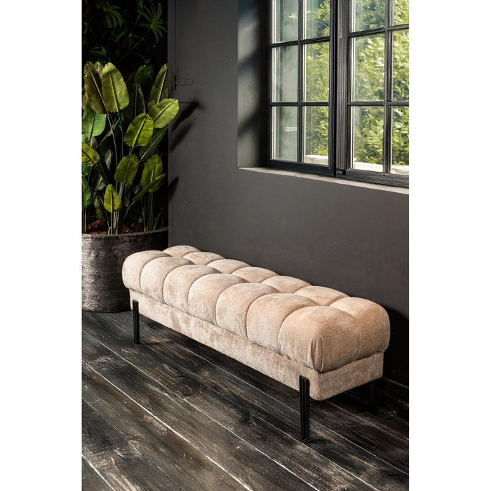 Bankje Melbourne Elegant 100% Polyester Beige 160x47x48 727203-Bankjes-PTMD