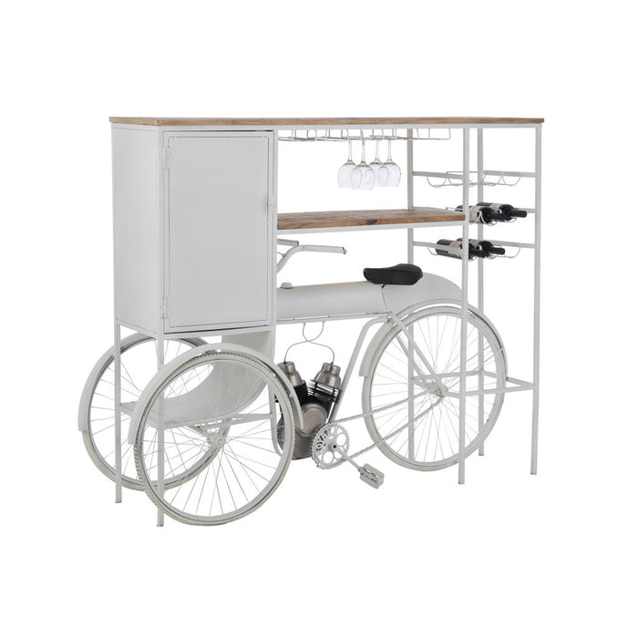 Bar Bicycle Metaal | Mango Hout Wit | Natuurlijk-Wijnrekken-J-Line