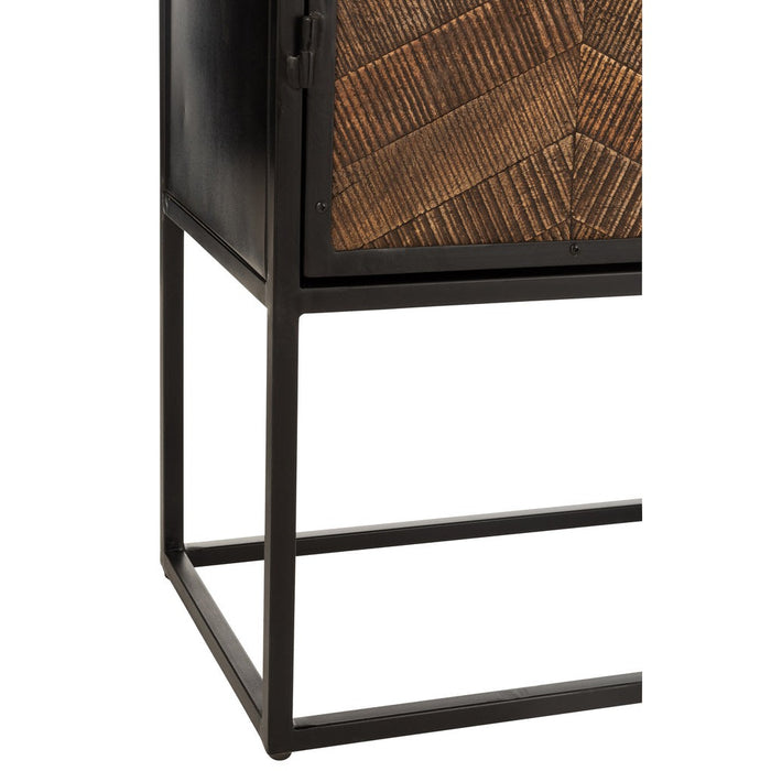 Bar Cabinet Ano Iron | Mango Hout Zwart | Brown-Opbergkasten-J-Line