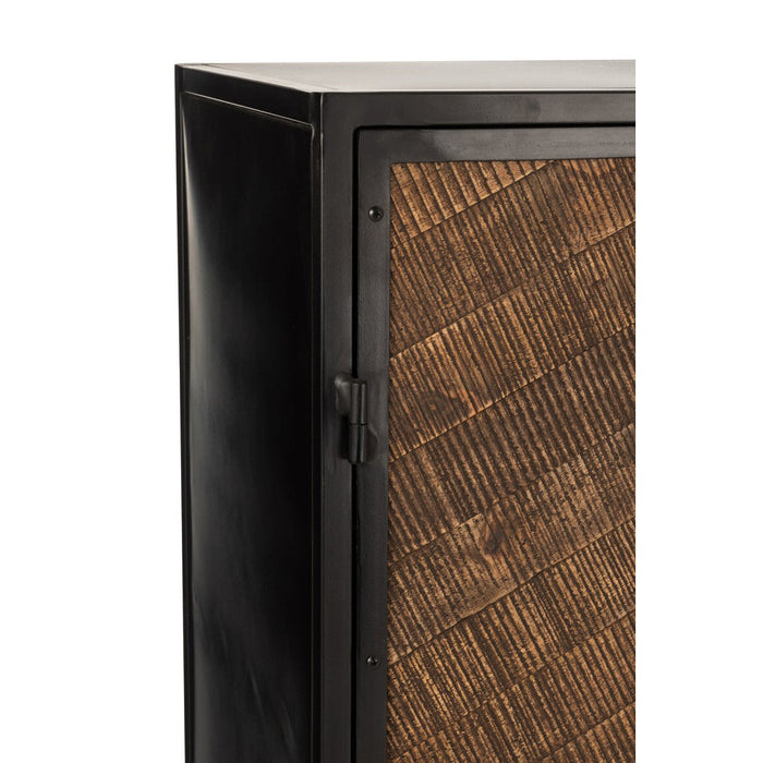 Bar Cabinet Ano Iron | Mango Hout Zwart | Brown-Opbergkasten-J-Line