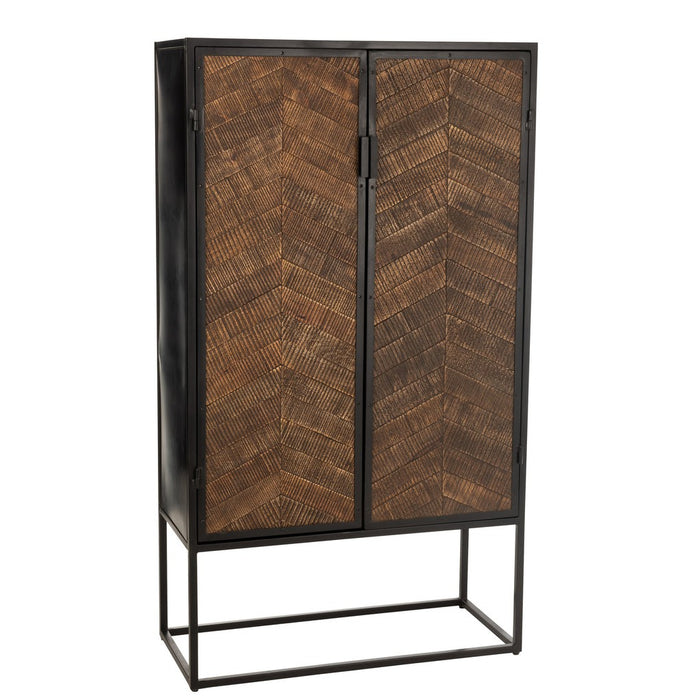 Bar Cabinet Ano Iron | Mango Hout Zwart | Brown-Opbergkasten-J-Line