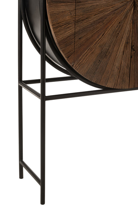 Bar Cabinet Shanil Recycled Wood/Mdf Brown/Black-Wijnkasten-J-Line