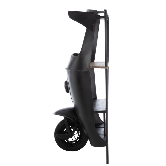 Bar Fiets tuktuk metaal/mango hout zwart/naturel-Wijnrekken-J-Line