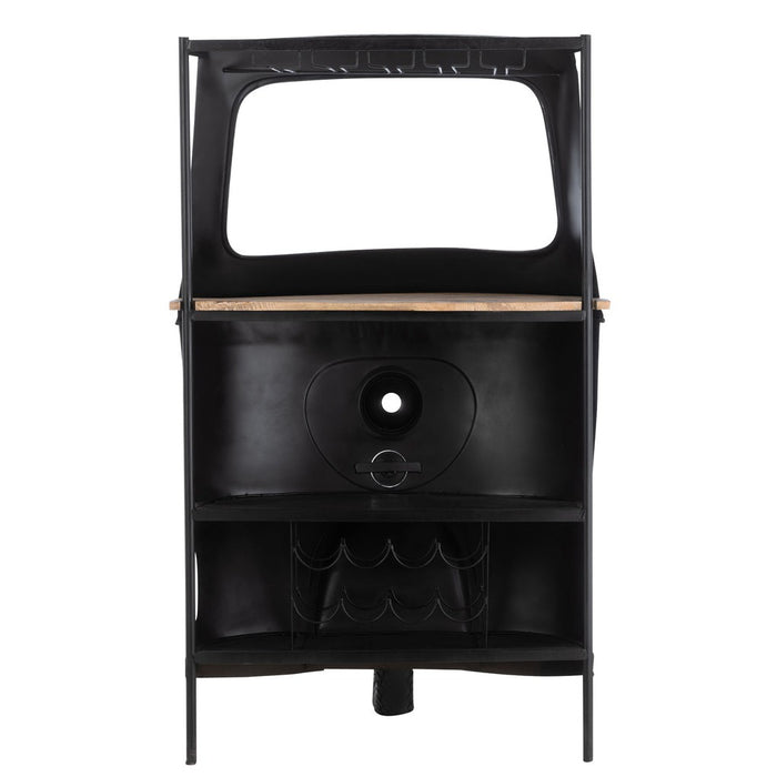 Bar Fiets tuktuk metaal/mango hout zwart/naturel-Wijnrekken-J-Line