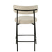 Barkruk Bar Stoel Bouclé Plywood/Polyester Wit/Zwart 48x53x97 cm-Barkrukken-J-Line