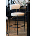 Barkruk Bar Stoel Bouclé Plywood/Polyester Wit/Zwart 48x53x97 cm-Barkrukken-J-Line