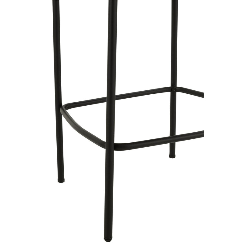 Barkruk Bar Stoel Bouclé Plywood/Polyester Wit/Zwart 48x53x97 cm-Barkrukken-J-Line