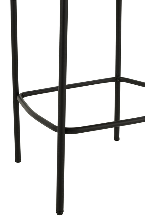Barkruk Bar Stoel Bouclé Plywood/Polyester Wit/Zwart-Barkrukken-J-Line