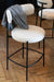 Barkruk Bar Stoel Bouclé Plywood/Polyester Wit/Zwart-Barkrukken-J-Line