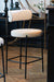 Barkruk Bar Stoel Bouclé Plywood/Polyester Wit/Zwart-Barkrukken-J-Line