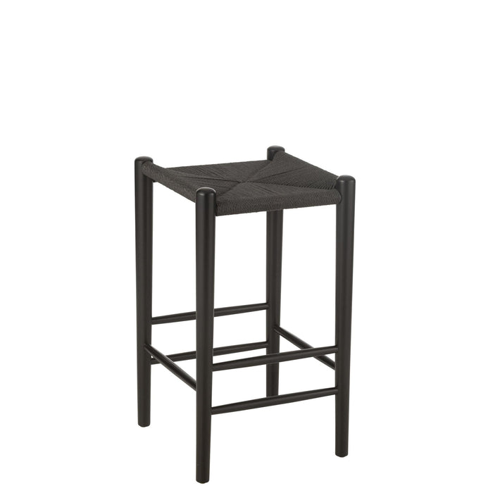 Barkruk Bar Stoel Orient Beech Hout/Rope Zwart 38x38x66.4 cm-Barkrukken-J-Line