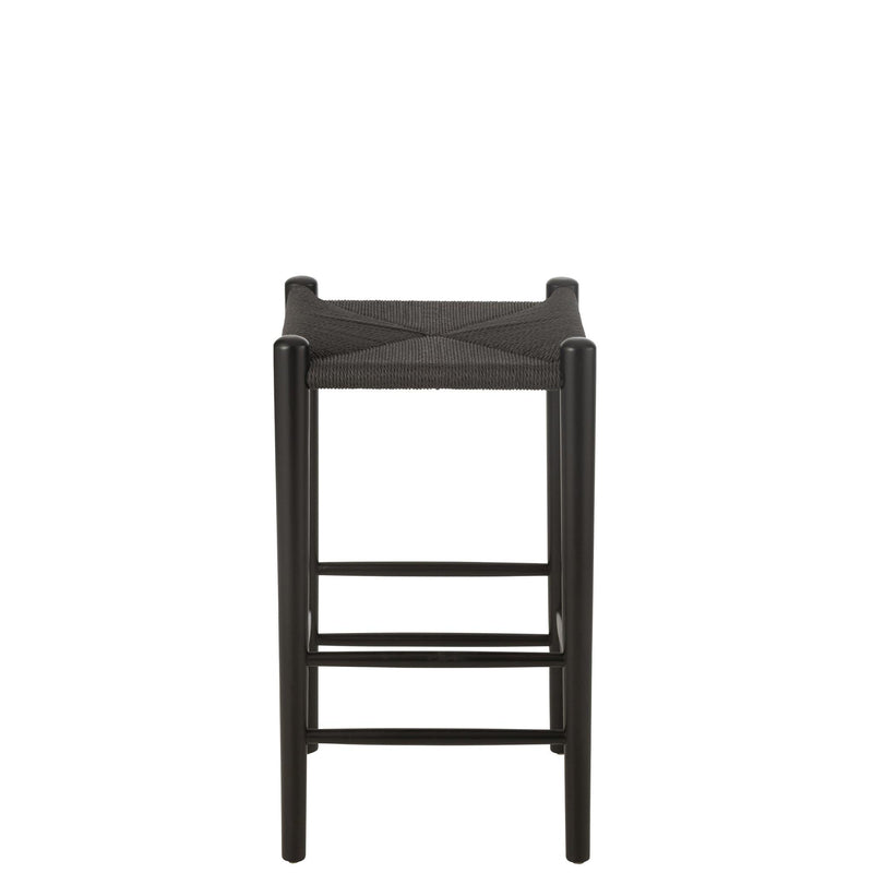 Barkruk Bar Stoel Orient Beech Hout/Rope Zwart 38x38x66.4 cm-Barkrukken-J-Line