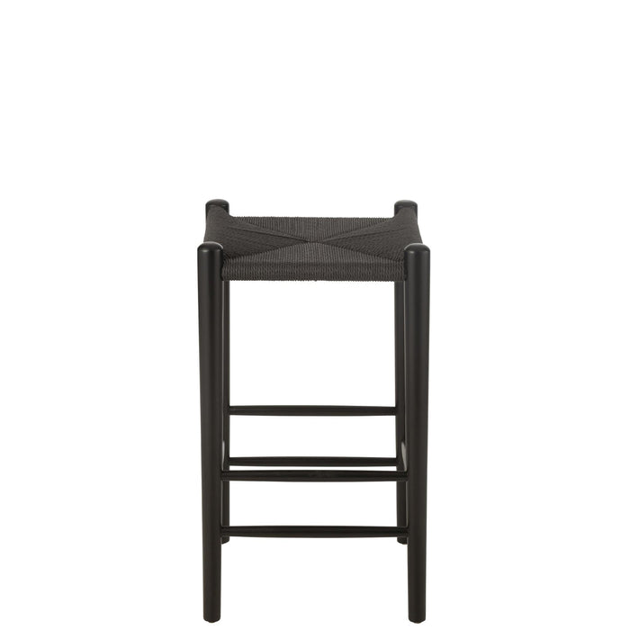 Barkruk Bar Stoel Orient Beech Hout/Rope Zwart 38x38x66.4 cm-Barkrukken-J-Line