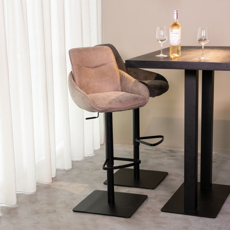 Barkruk Beauty Taupe Micro Suede Gaslift 52x89x113 cm-Barkrukken-LABEL51