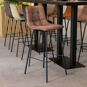 Barkruk Bistro Taupe Fluweel Hoog 44x51x115 cm-Barkrukken-LABEL51