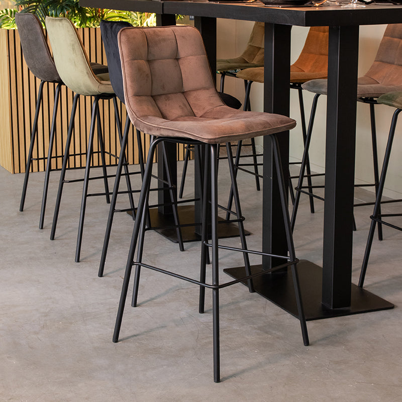 Barkruk Bistro Taupe Fluweel Hoog 44x51x115 cm-Barkrukken-LABEL51