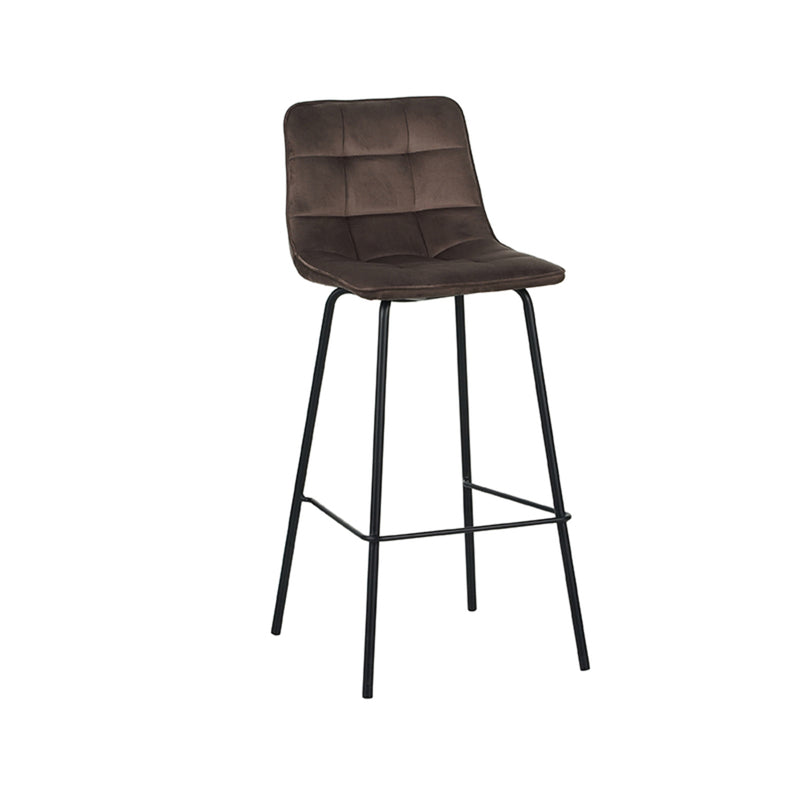 Barkruk Bistro Taupe Fluweel Hoog 44x51x115 cm-Barkrukken-LABEL51