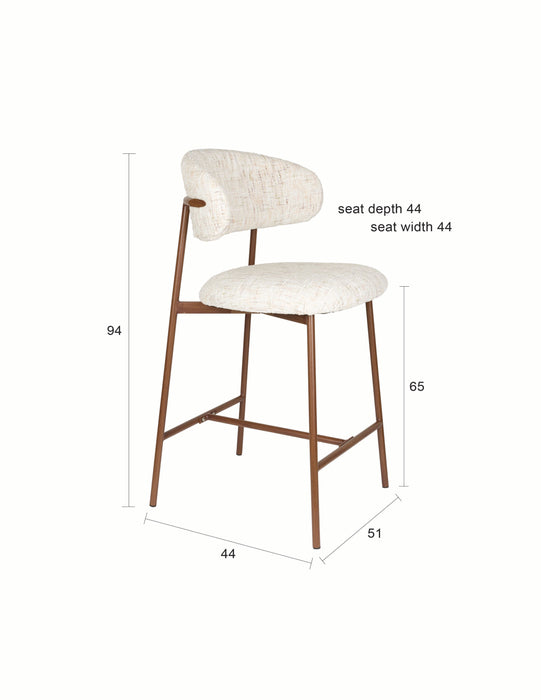 Barkruk Claes Off-white Polyester Wit 65cm