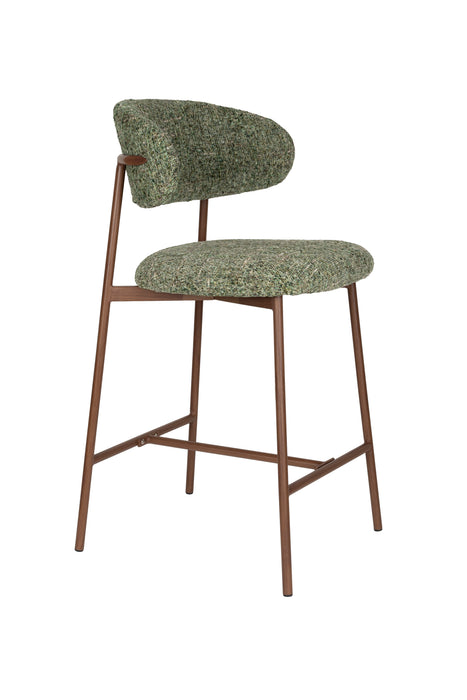 Barkruk Claes Counterstool Polyester, Metaal Groen 65cm, productafbeelding