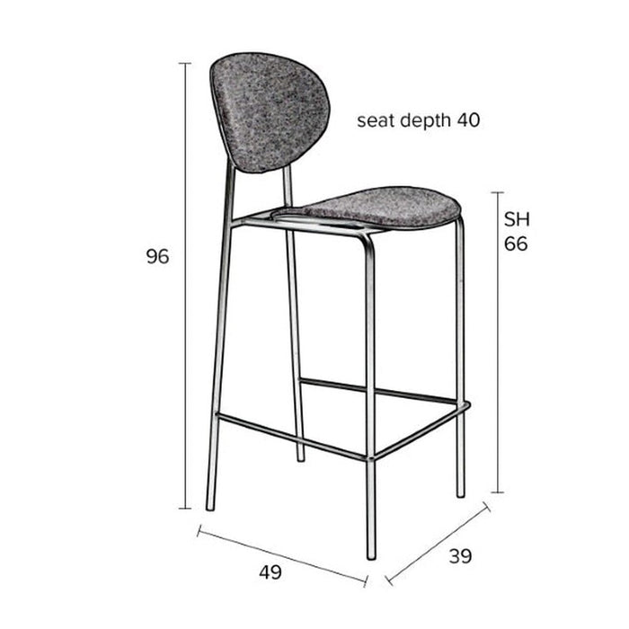 Barkruk Donny Grey hoogte 96cm-Barkrukken-Creating Home