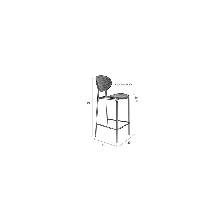 Barkruk Donny Stof Grijs 66cm