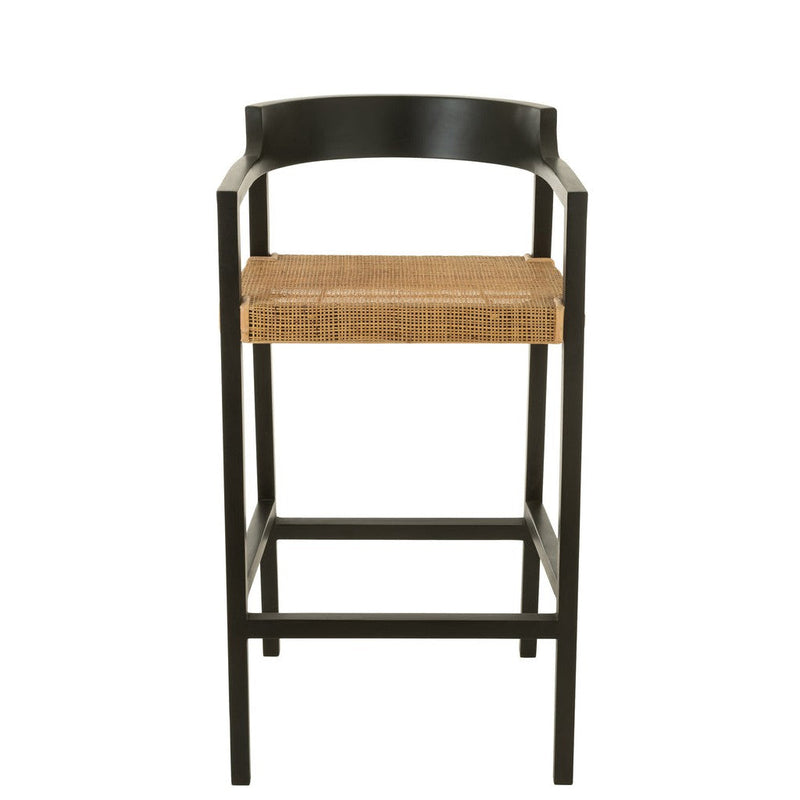 Barkruk Emma Teakhout Zwart/Bruin 78 cm 53x55x100 cm-Barkrukken-J-Line