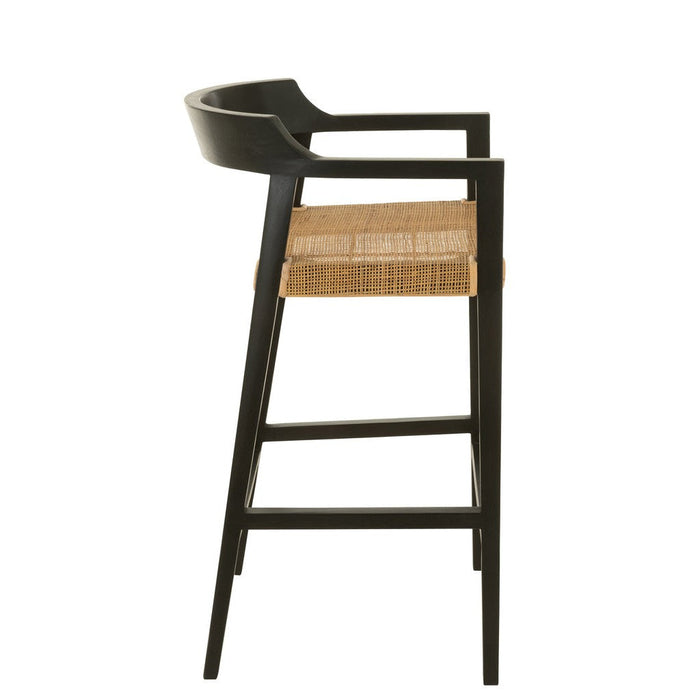 Barkruk Emma Teakhout Zwart/Bruin 78 cm 53x55x100 cm-Barkrukken-J-Line