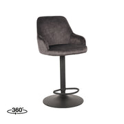 Barkruk Fender Antraciet Velours Gaslift 50x52x110 cm-Barkrukken-LABEL51