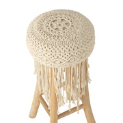 Barkruk Franjes Teakhout Wit 75 cm 45x45x85 cm-Barkrukken-J-Line