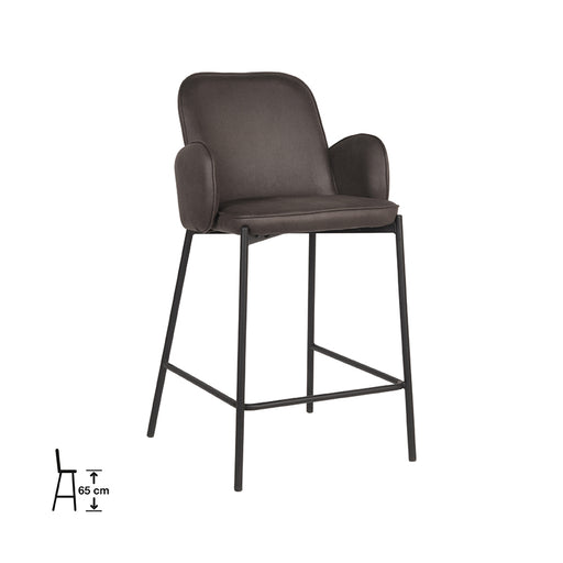 Barkruk Jari Antraciet Microvezel Laag 51x53x94 cm-Barkrukken-LABEL51